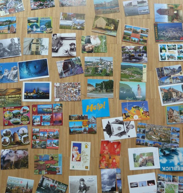 Viele Postkarten-Voderseiten